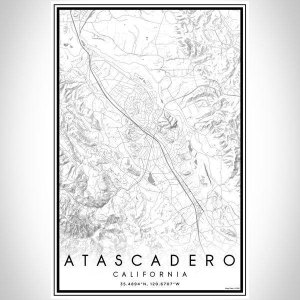 Atascadero California Map Print Portrait Orientation in Classic Style With Shaded Background