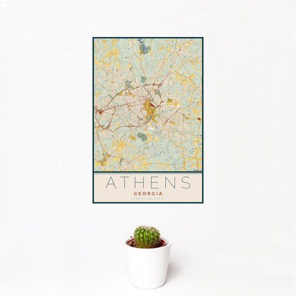 Athens - Georgia Map Print in Woodblock