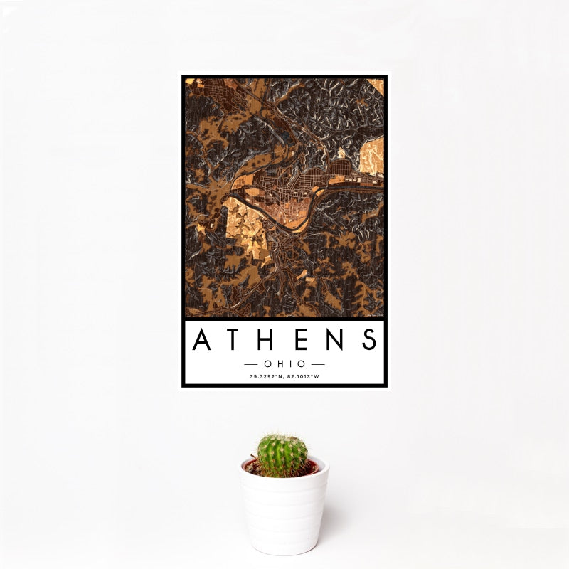 Athens - Ohio Map Print in Ember