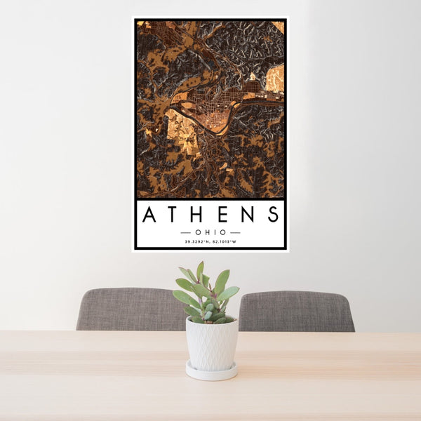 Athens - Ohio Map Print in Ember