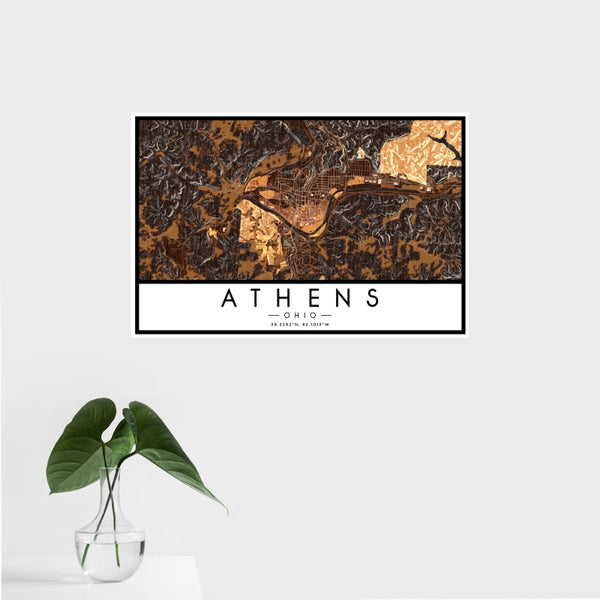 Athens - Ohio Map Print in Ember