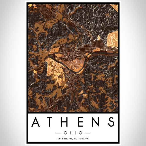 Athens - Ohio Map Print in Ember