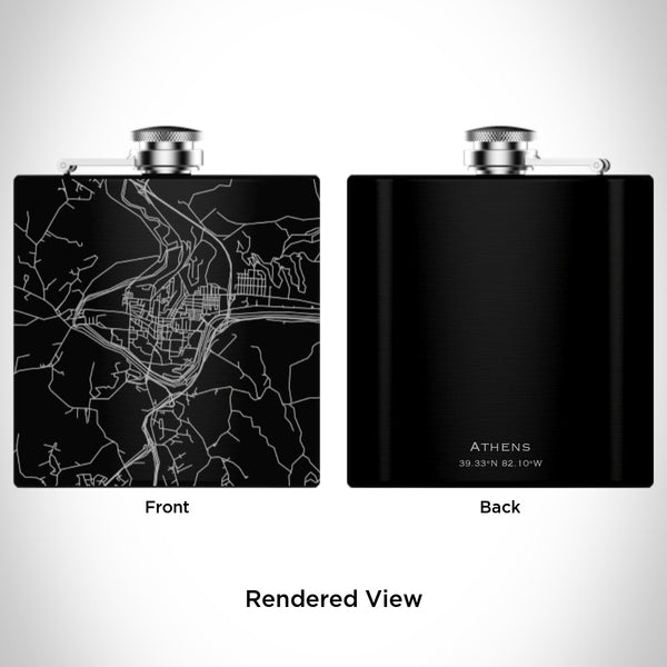 Athens - Ohio Map Hip Flask in Matte Black