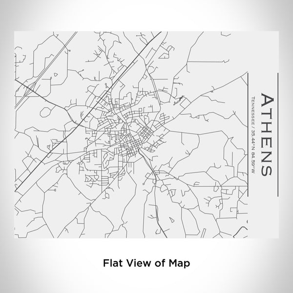 Rendered View of Athens Tennessee Map Engraving on 20oz Stainless Steel Insulated Bottle with Bamboo Top in White