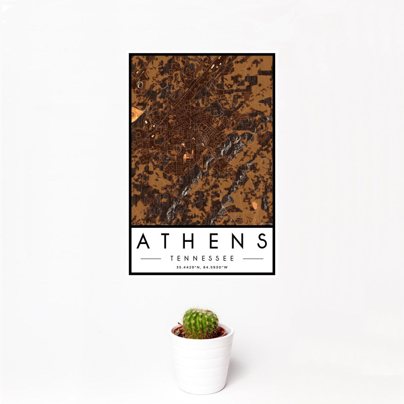 Athens - Tennessee Map Print in Ember