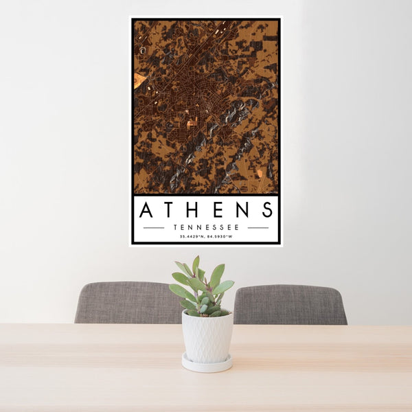 Athens - Tennessee Map Print in Ember