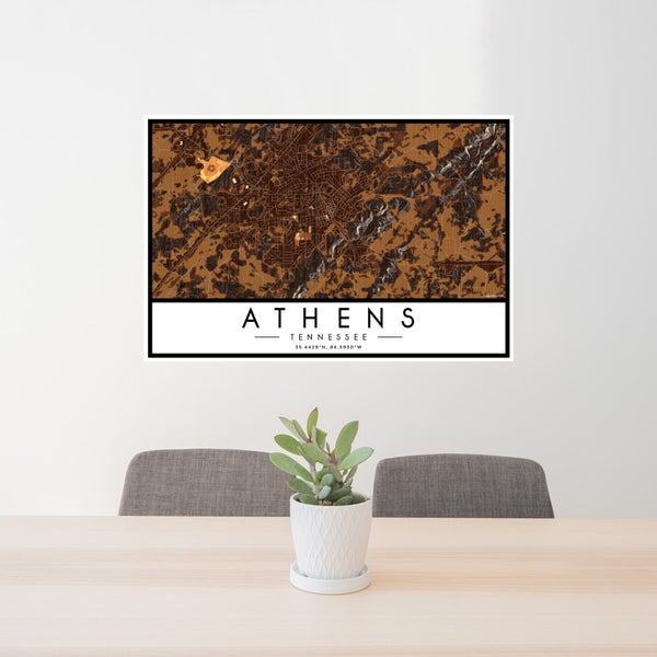Athens - Tennessee Map Print in Ember