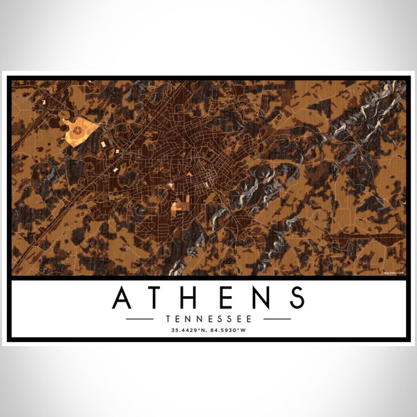 Athens - Tennessee Map Print in Ember