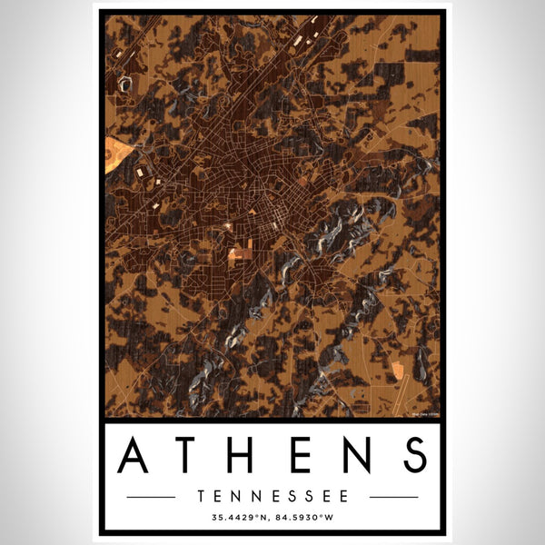 Athens - Tennessee Map Print in Ember