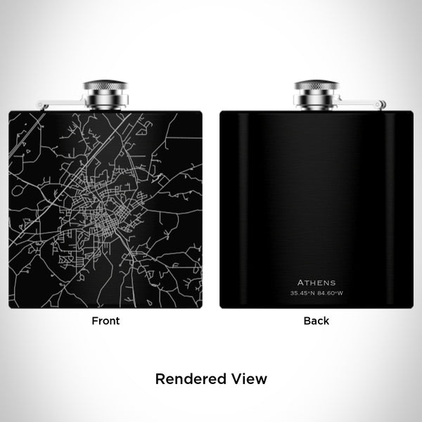 Athens - Tennessee Map Hip Flask in Matte Black