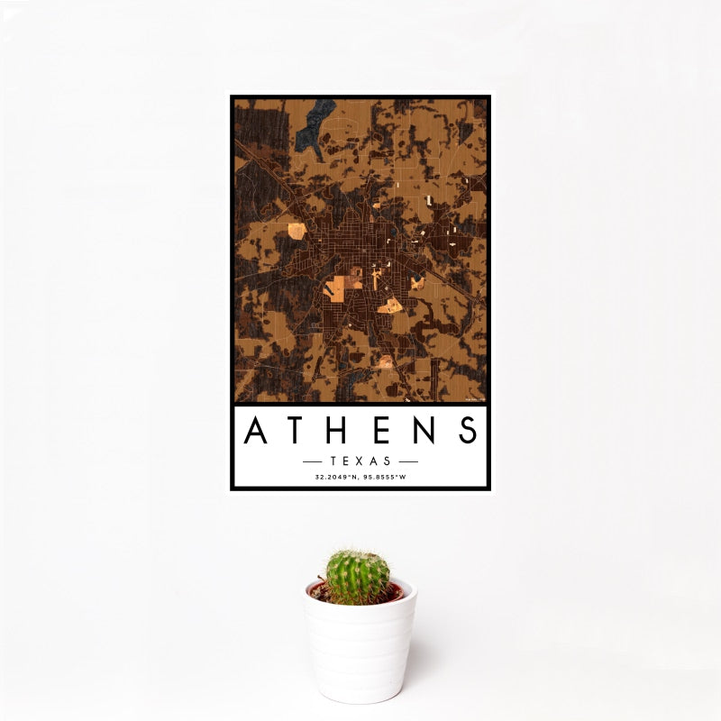 Athens - Texas Map Print in Ember