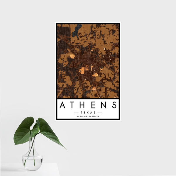 Athens - Texas Map Print in Ember