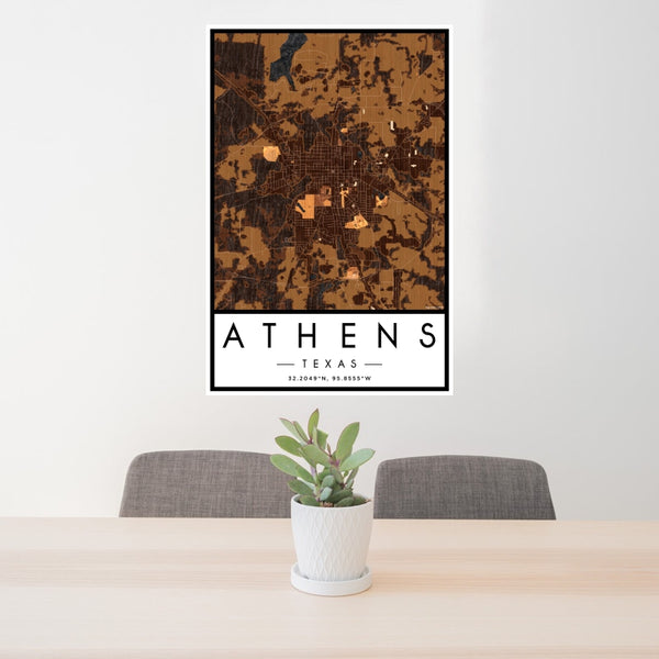 Athens - Texas Map Print in Ember