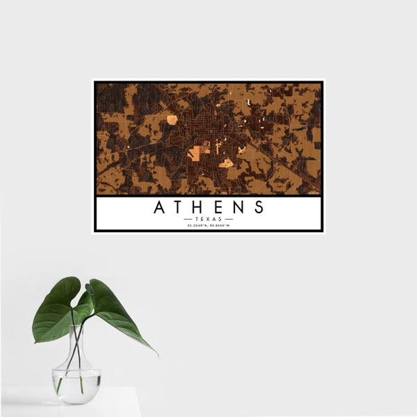 Athens - Texas Map Print in Ember