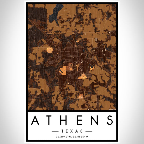 Athens - Texas Map Print in Ember