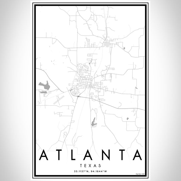 Atlanta Texas Map Print Portrait Orientation in Classic Style With Shaded Background