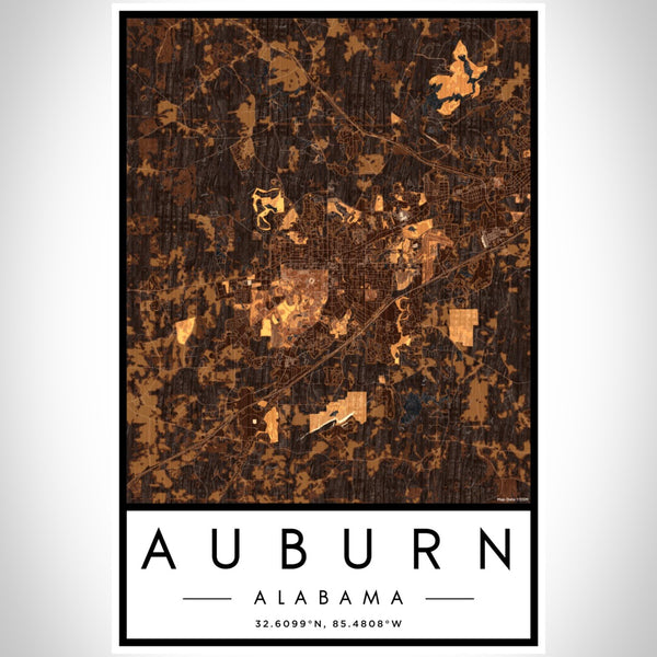 Auburn - Alabama Map Print in Ember