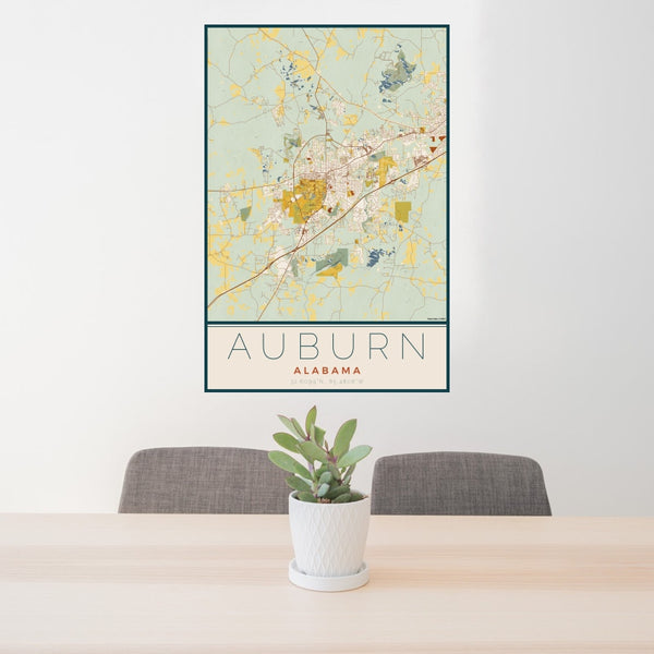 Auburn - Alabama Map Print in Woodblock