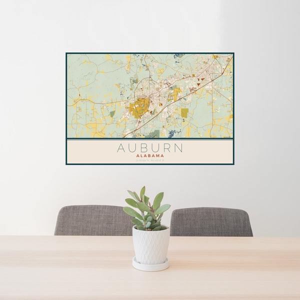 Auburn - Alabama Map Print in Woodblock