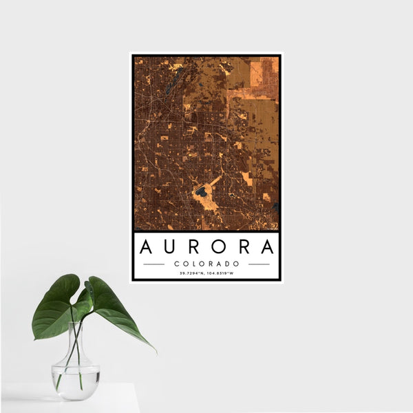 Aurora - Colorado Map Print in Ember