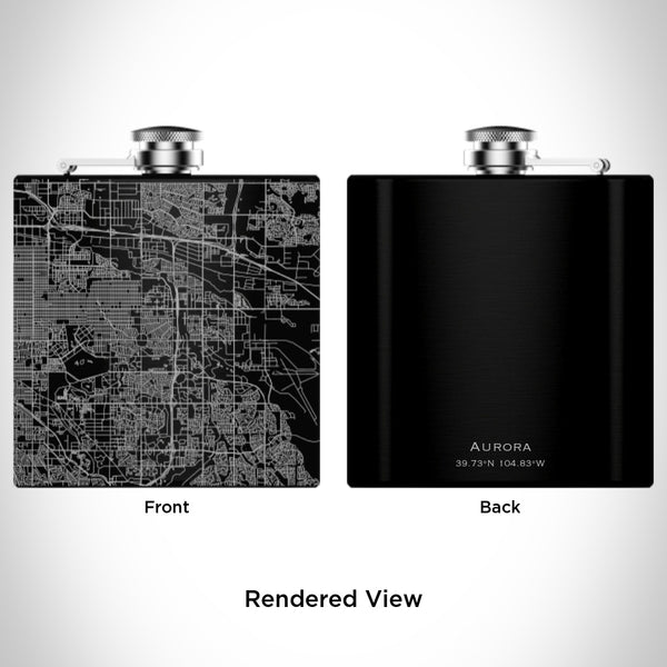 Aurora - Colorado Map Hip Flask in Matte Black