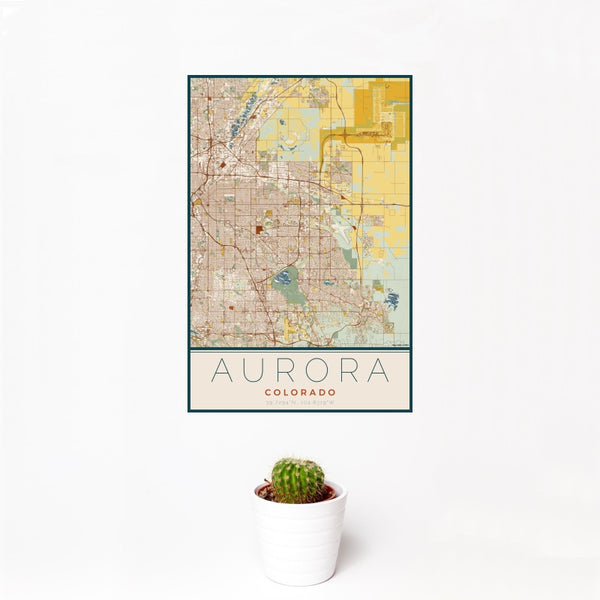 Aurora - Colorado Map Print in Woodblock