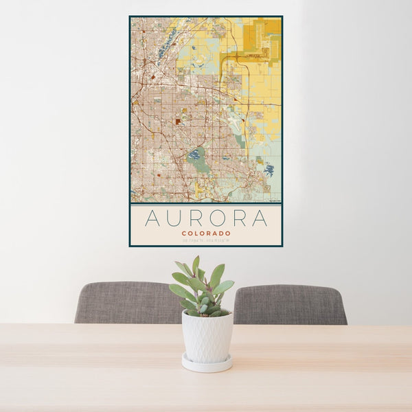 Aurora - Colorado Map Print in Woodblock