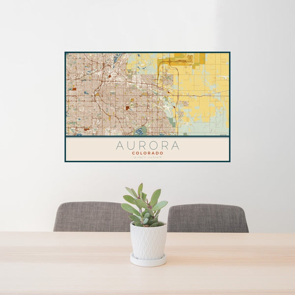 Aurora - Colorado Map Print in Woodblock