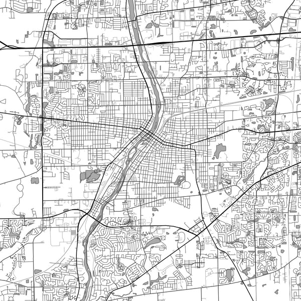 Aurora - Illinois Classic Map Print