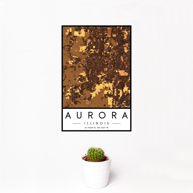 Aurora - Illinois Map Print in Ember