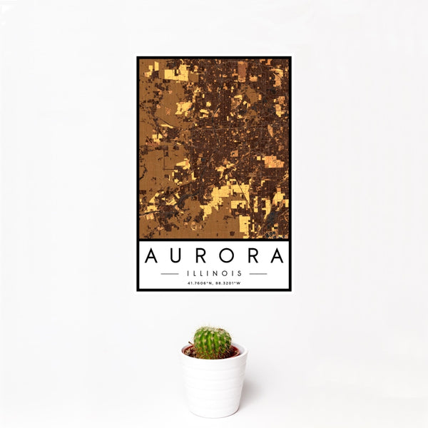 Aurora - Illinois Map Print in Ember