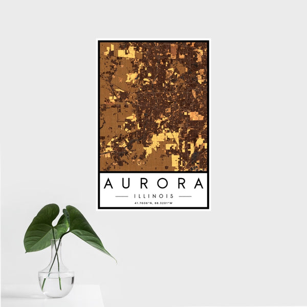 Aurora - Illinois Map Print in Ember