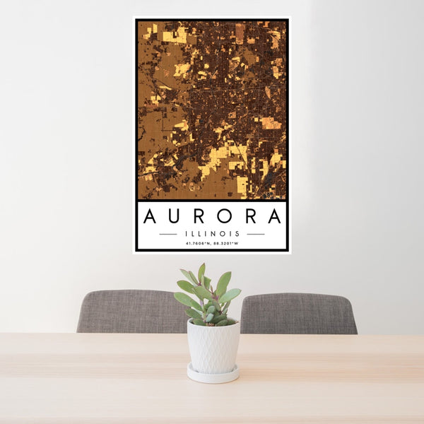 Aurora - Illinois Map Print in Ember