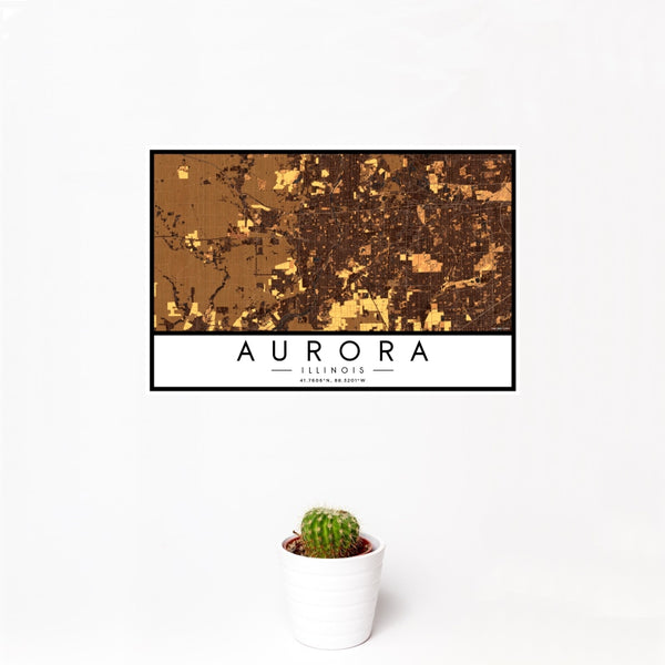 Aurora - Illinois Map Print in Ember