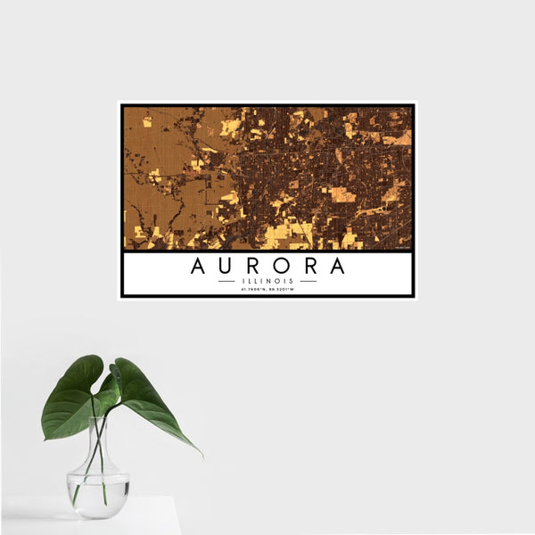 Aurora - Illinois Map Print in Ember