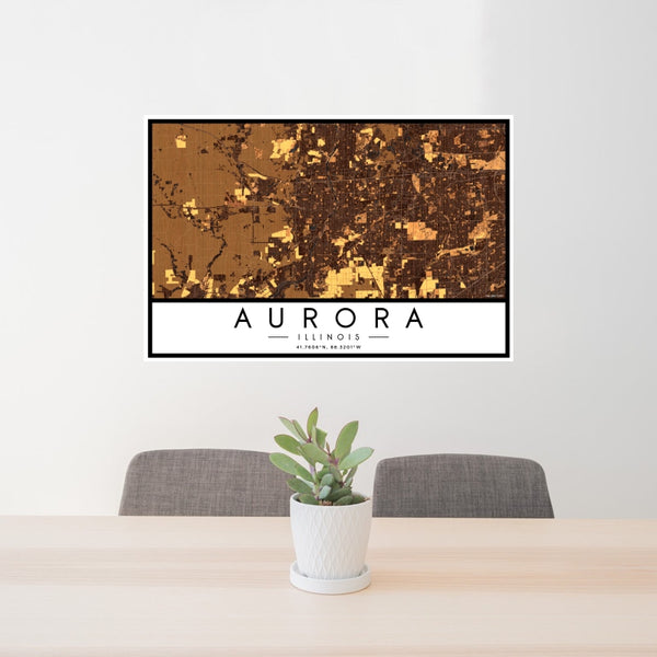 Aurora - Illinois Map Print in Ember