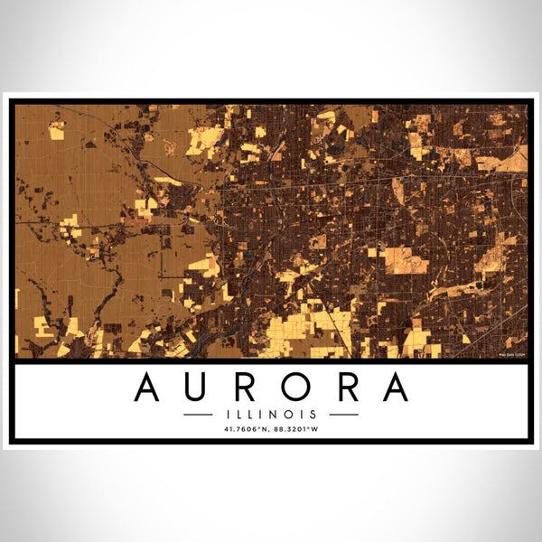 Aurora - Illinois Map Print in Ember