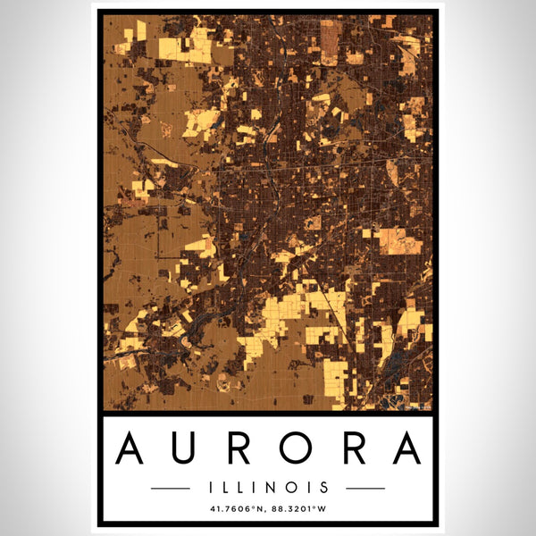 Aurora - Illinois Map Print in Ember