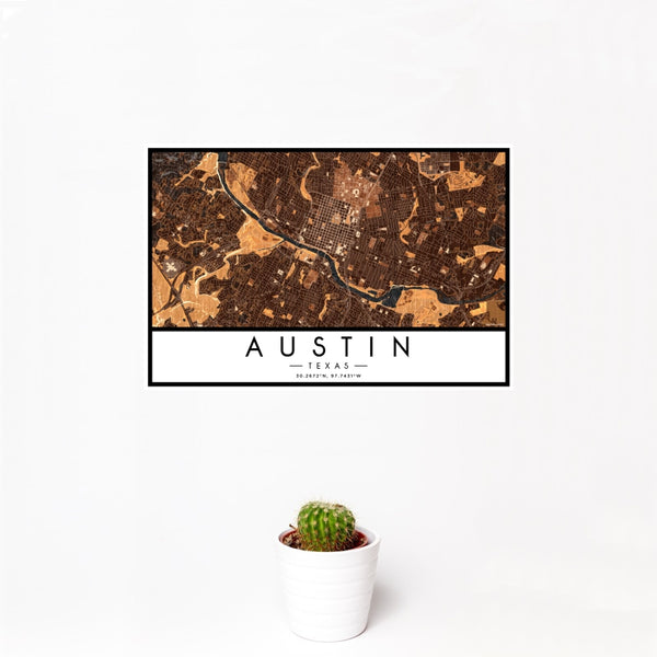 Austin - Texas Map Print in Ember