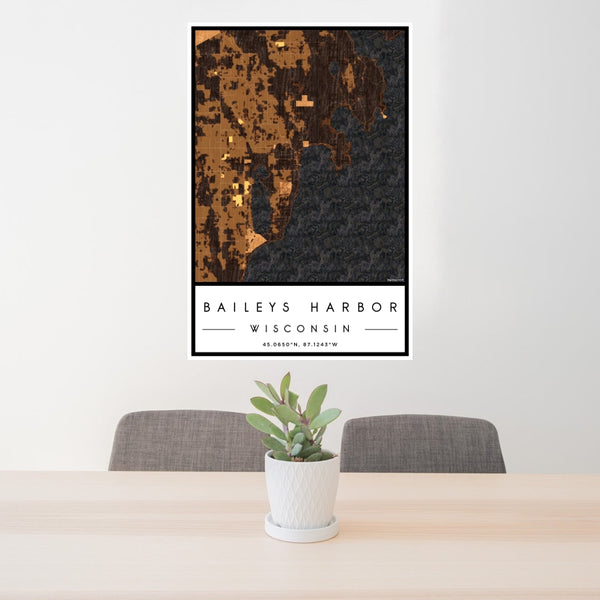 Baileys Harbor - Wisconsin Map Print in Ember