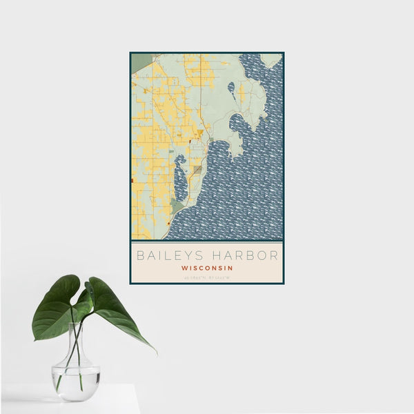 Baileys Harbor - Wisconsin Map Print in Woodblock