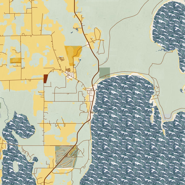 Baileys Harbor - Wisconsin Map Print in Woodblock