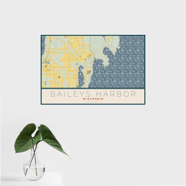 Baileys Harbor - Wisconsin Map Print in Woodblock