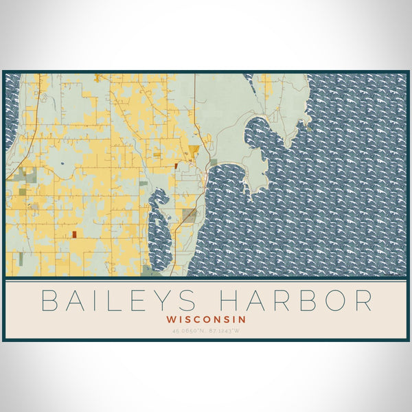 Baileys Harbor - Wisconsin Map Print in Woodblock