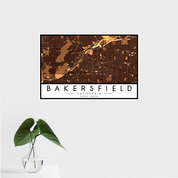 Bakersfield - California Map Print in Ember