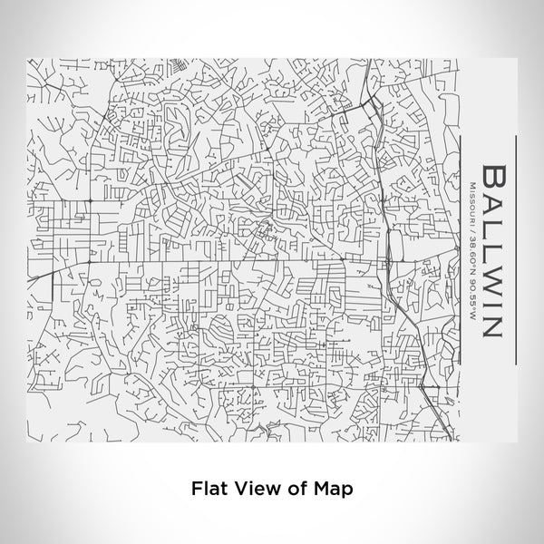 Rendered View of Ballwin Missouri Map Engraving on 20oz Stainless Steel Insulated Bottle with Bamboo Top in White