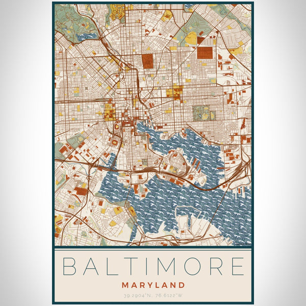 Baltimore - Maryland Map Print in Woodblock