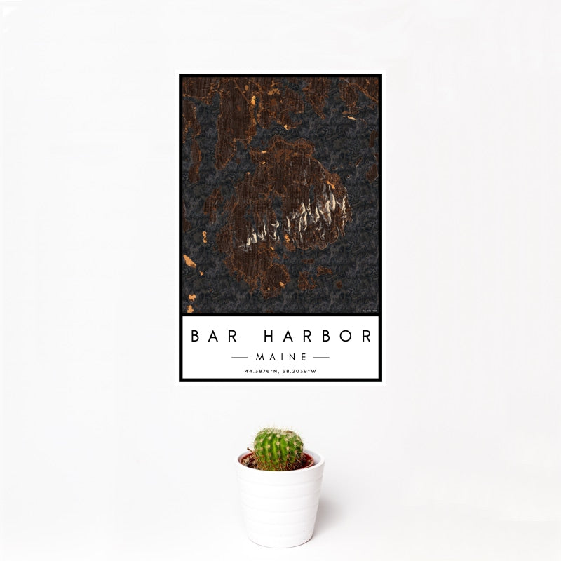 Bar Harbor - Maine Map Print in Ember