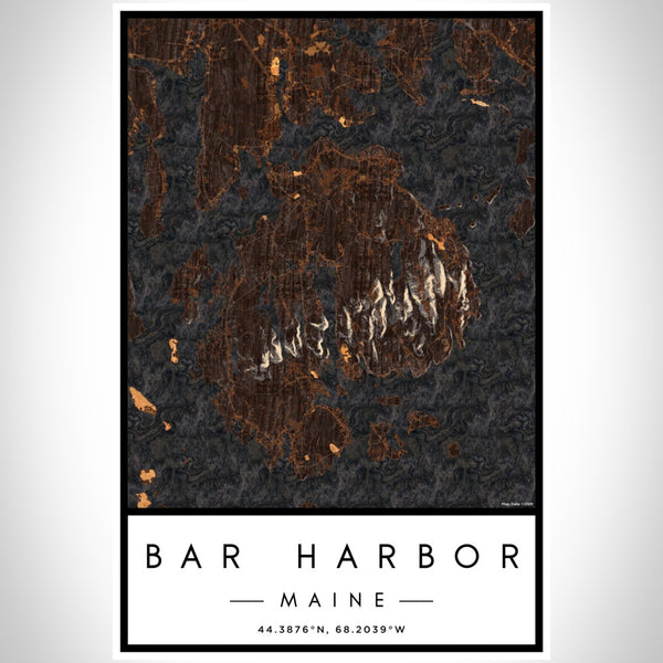 Bar Harbor - Maine Map Print in Ember