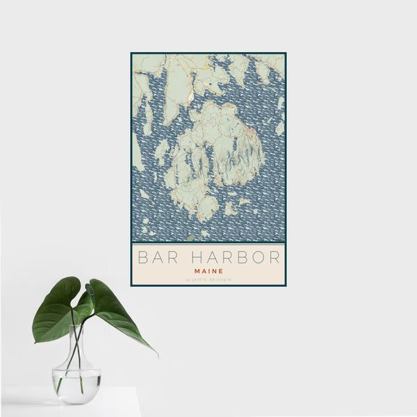 Bar Harbor - Maine Map Print in Woodblock